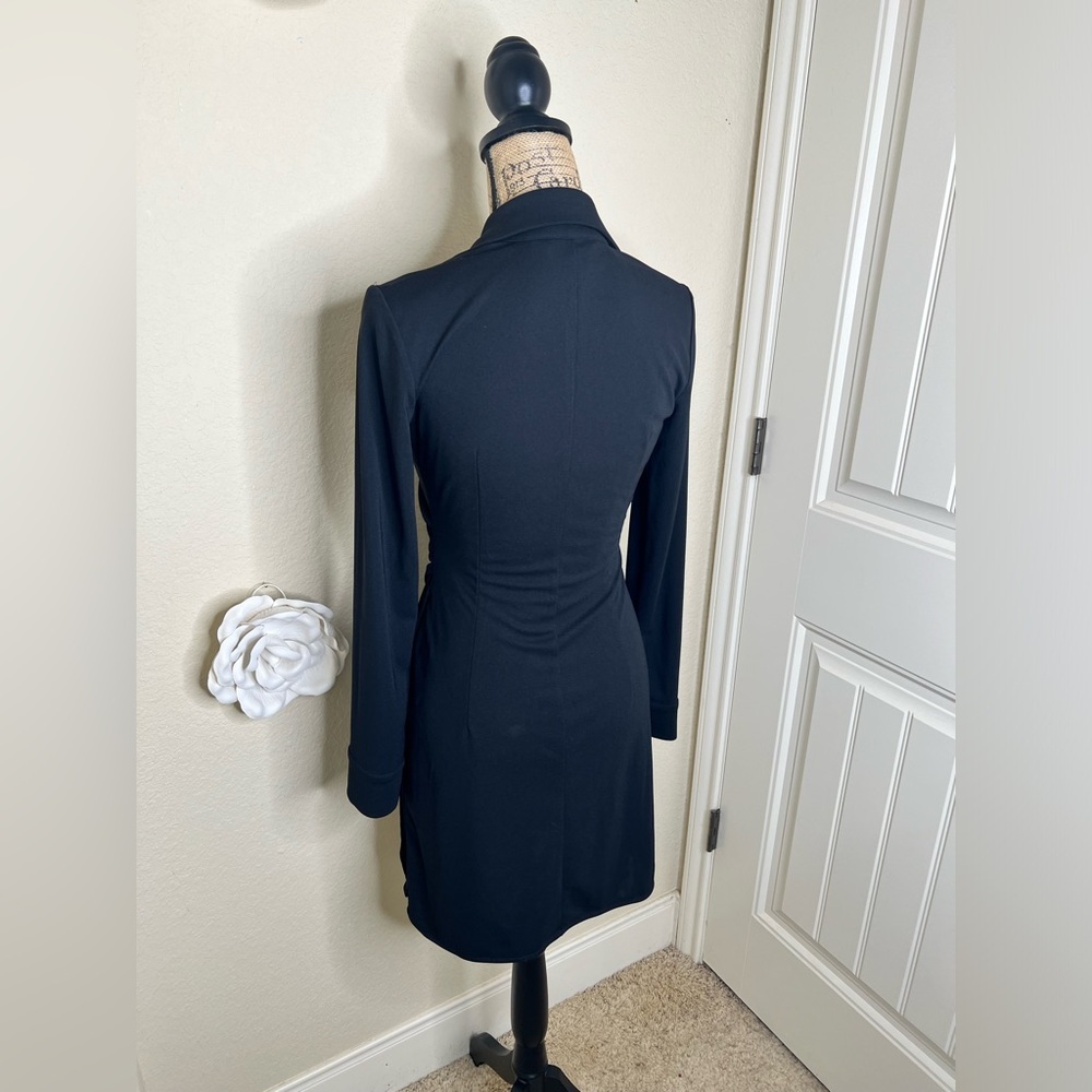 NTM: Express Pullover Wrap Style Tuxedo Look Long Sleeve Black Dress Sz 3/4 - Picture 14 of 14